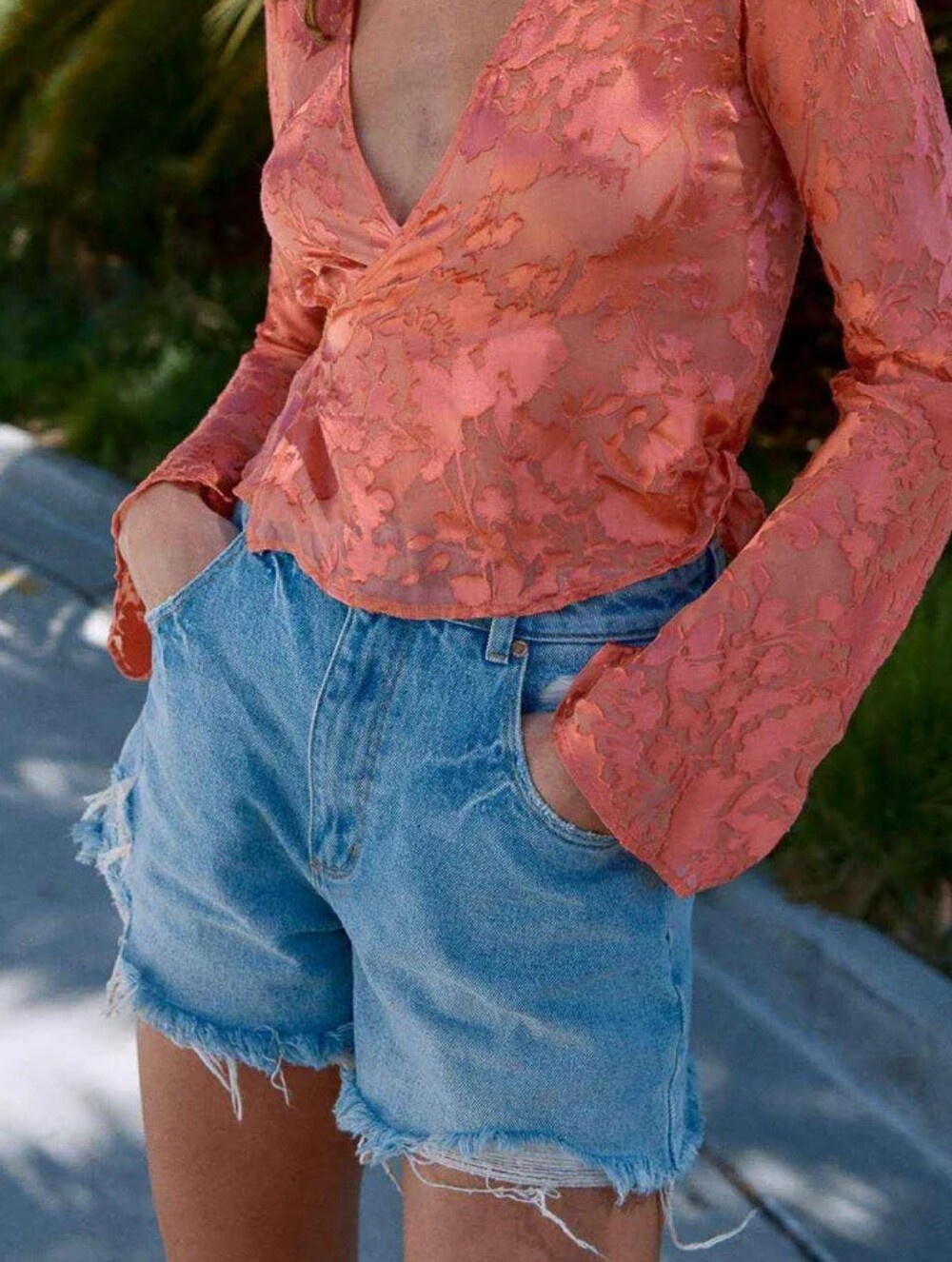 Rolla's Mirage High-Rise Distressed Denim Shorts, Size 28